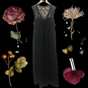 Vintage black lace maxi slip dress.